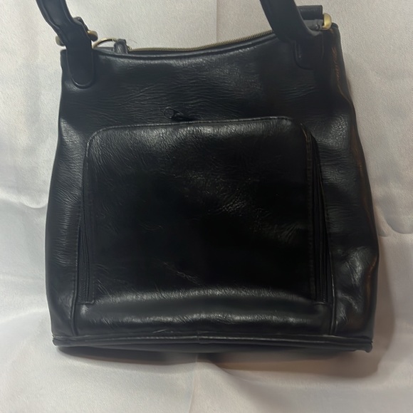 Strada Women’s Purse, Black Leather, Zip and Snap pockets, Cute Look! Excellent! - Picture 5 of 9